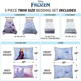 img 1 attached to 🛌 Super Soft Disney Frozen 2 Bedding Set for Kids - Comforter, Sheet Set & Sham, Twin Size - 5 Piece Collection