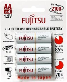 img 1 attached to 🔋 Fujitsu HR-3UTCEX(4B) 4-Pack AA 2100 Cycle Ni-MH Pre-Charged Rechargeable Batteries - Made in Japan