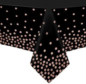 img 4 attached to 🎉 Disposable Rectangle Table Covers - 6 Pack, Black and Rose Gold Dot Design, 54 x 108 inch - Ideal for 6 to 8 Foot Tables - Perfect for Indoor or Outdoor Parties, Birthdays, Weddings