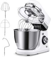 🍰 electric stand mixer, mosaic kitchen food mixer with 5 qt stainless steel bowl, dough hooks, wire whip, beater, 8 speed control stand mixer with splatter guard and feeding port логотип