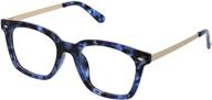 👓 blue light blocking reading glasses for women - peepers by peeperspecs limelight oversized, navy tortoise, 50 + 1.5 logo