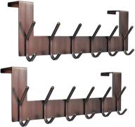 vxar over the door hook hanger - heavy duty stainless steel coat rack with 6 hooks in red antique copper finish for hanging towel clothes robes bag purse - ideal for bathroom and bedroom logo