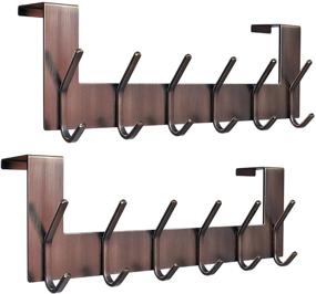 img 4 attached to VXAR Over The Door Hook Hanger - Heavy Duty Stainless Steel Coat Rack with 6 Hooks in Red Antique Copper Finish for Hanging Towel Clothes Robes Bag Purse - Ideal for Bathroom and Bedroom