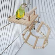 🐦 bird perch cage toys, small animals wooden hanging nest toy, parrot play gym stand with acrylic wood swing, rattan ball, ferris wheel; pet training playstand for cockatiels, conures, hamsters, rats, squirrels логотип