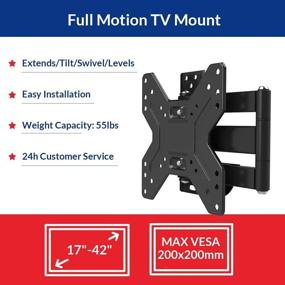 img 2 attached to 📺 Fleximounts Full Motion TV Wall Mount Bracket for 17-42 inch LCD LED HD and Plasma TVs with 15.4-inch Articulating Extension Arm - Swivel Tilt