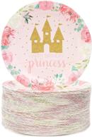 👸 princess theme party supplies, small floral plates (7 inches, 80 pack) logo