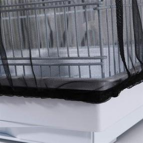 img 2 attached to Convenient Black Bird Cage Cover Skirt - UEETEK Seed Catcher Guard Cage Tidy