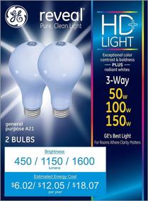 img 3 attached to 💡 GE Reveal HD 3-Way Light Bulbs (2-Pack) - 50/100/150 Watt (450/1150/1600 Lumen) A19 General Purpose Bulbs with Medium Base