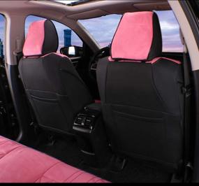 img 3 attached to EKR Custom Fit Full Set Car Seat Covers For Select Honda CRV 2017 2018 2019 2020- Leatherette(Black)/Suedette (Pink)