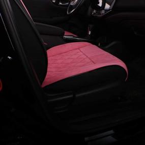 img 2 attached to EKR Custom Fit Full Set Car Seat Covers For Select Honda CRV 2017 2018 2019 2020- Leatherette(Black)/Suedette (Pink)