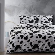 ultra soft cow printed queen duvet cover set - ntbay microfiber, 3 pieces - black and white logo