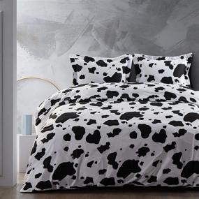 img 4 attached to Ultra Soft Cow Printed Queen Duvet Cover Set - NTBAY Microfiber, 3 Pieces - Black and White