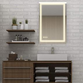 img 2 attached to 🪞 B&amp;C 24x36 Inch LED Lighted Makeup Mirror: Touch Control, Color Temperature, Brightness & Defogger - Ultra-Thin Wall Mounted with High Lumen for Bathroom Vanity, Vertical/Horizontal (MD042436)