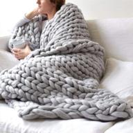 🛌 eastsure chunky knit blanket: super large grey merino wool throw for bed and sofa logo