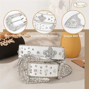 img 3 attached to Sparkling Women Rhinestone Studded Belt: JASGOOD Western Vintage Bling Cowgirl Belt for Pants Dress