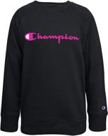 👧 classic fleece pullover crewneck sweatshirt for girls: champion heritage kids clothes logo