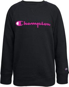 img 4 attached to 👧 Classic Fleece Pullover Crewneck Sweatshirt for Girls: Champion Heritage Kids Clothes