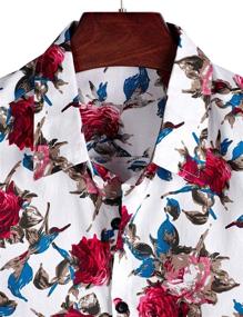 img 2 attached to 👕 VATPAVE Cotton Hawaiian Shirts WhiteRose: Stylish Men's Clothing for Summer