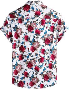 img 3 attached to 👕 VATPAVE Cotton Hawaiian Shirts WhiteRose: Stylish Men's Clothing for Summer