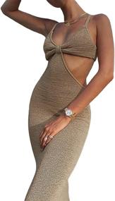 img 2 attached to NUFIWI Knitted Spaghetti Backless Streetwear Women's Clothing and Dresses