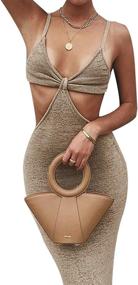 img 4 attached to NUFIWI Knitted Spaghetti Backless Streetwear Women's Clothing and Dresses