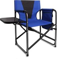 🏕️ lightweight camping folding director's chair with full back support, aluminum side table and storage bag - indoor outdoor use - 300lbs weight capacity - weighs only 8.37 lbs logo