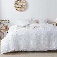 🛏️ andency white tufted dot duvet cover full size (79x90 inch) - all season soft washed microfiber set with zipper closure & corner ties: 3 piece jacquard cover & 2 pillowcases logo