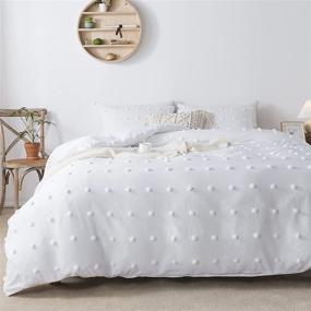 img 4 attached to 🛏️ Andency White Tufted Dot Duvet Cover Full Size (79x90 inch) - All Season Soft Washed Microfiber Set with Zipper Closure & Corner Ties: 3 Piece Jacquard Cover & 2 Pillowcases