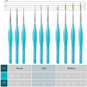 img 3 attached to 🎨 Набор миниатюрных кистей для живописи - Эргономичный 10 шт. для акриловой живописи с мелкими деталями в акварели и масле - Идеально подходит для искусства, моделей в масштабе, живописи по номерам - Набор материалов в озерно-синем цвете.