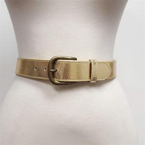 img 2 attached to Metallic Vintage Crack Leather Gold Men's Accessories in Belts