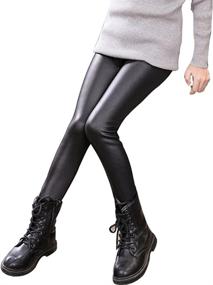 img 1 attached to 👖 Winter Warm Pants for Tulucky Girls: Thick Fleece Lined, Stretchy Leggings - Faux Leather Design for Teens