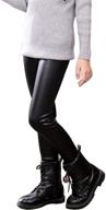 👖 winter warm pants for tulucky girls: thick fleece lined, stretchy leggings - faux leather design for teens logo