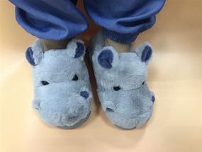 img 2 attached to 🦛 Kid's Fuzzy Slippers - Cute Hippo House Shoes for Toddler Boys and Girls - Comfortable and Cozy Kids' Slippers