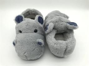 img 1 attached to 🦛 Kid's Fuzzy Slippers - Cute Hippo House Shoes for Toddler Boys and Girls - Comfortable and Cozy Kids' Slippers