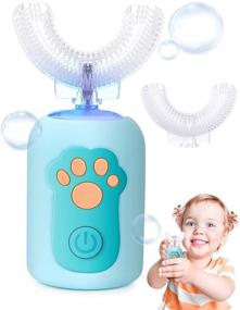img 4 attached to 🦷 Ice-man Toddler Electric Toothbrush - U-shaped Toothbrush for Kids, Rechargeable Kid Electric Toothbrush - Whole Mouth Ultrasonic Autobrush