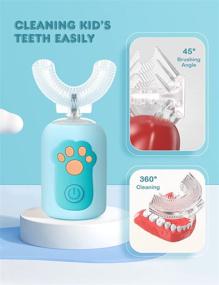 img 2 attached to 🦷 Ice-man Toddler Electric Toothbrush - U-shaped Toothbrush for Kids, Rechargeable Kid Electric Toothbrush - Whole Mouth Ultrasonic Autobrush