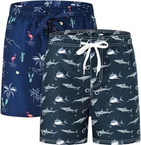 img 4 attached to Trunks Swimsuit Swimming Flamingo Pockets Boys' Clothing via Swim