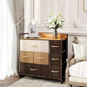 img 3 attached to 🗄️ CubiCubi 7 Drawer Dresser Organizer: Sturdy Steel Frame Wood Top, Chocolate - Perfect Furniture Storage for Bedroom, Hallway, Entryway, and Closets