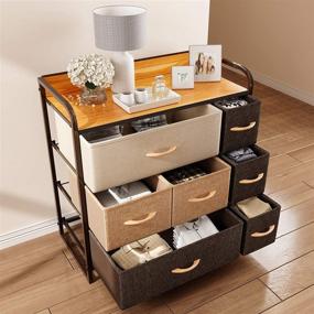 img 2 attached to 🗄️ CubiCubi 7 Drawer Dresser Organizer: Sturdy Steel Frame Wood Top, Chocolate - Perfect Furniture Storage for Bedroom, Hallway, Entryway, and Closets