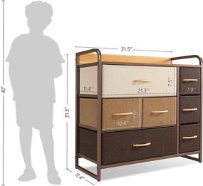 img 1 attached to 🗄️ CubiCubi 7 Drawer Dresser Organizer: Sturdy Steel Frame Wood Top, Chocolate - Perfect Furniture Storage for Bedroom, Hallway, Entryway, and Closets