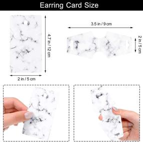 img 2 attached to 📦 500 Piece Marble Earring Necklace Display Card Holder Set with 100x 3.5 x 2 Inch & 100x 4.7 x 2 Inch Jewelry Display Cards, 200 Earring Backs, and 100 Self-Seal Bags in White for Packing