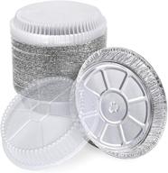 🍽️ 45 pack of 9 inch round disposable aluminum containers with clear plastic dome lids - 40 oz foil containers for food takeaways, baking pies, cakes, cookies, and cheesecakes logo