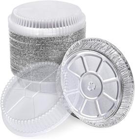 img 4 attached to 🍽️ 45 Pack of 9 Inch Round Disposable Aluminum Containers with Clear Plastic Dome Lids - 40 oz Foil Containers for Food Takeaways, Baking Pies, Cakes, Cookies, and Cheesecakes