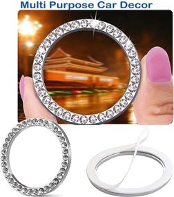 img 2 attached to ✨ 2-Piece Crystal Rhinestone Car Decor Ring Set - Bling Decor Emblem Sticker for Push to Start Button, Key Ignition Starter, and Knob Rings - AC Control, Volume and Tune Knobs - Perfect Gift For Her (Silver)