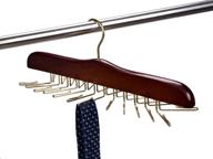 👔 efficiently organize your ties with the amber home wooden tie rack - 24 tie hanger with golden hook storage rack логотип