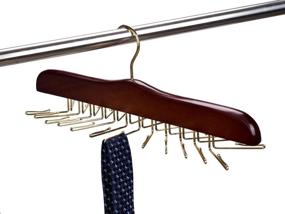 img 4 attached to 👔 Efficiently Organize Your Ties with the Amber Home Wooden Tie Rack - 24 Tie Hanger with Golden Hook Storage Rack