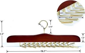 img 3 attached to 👔 Efficiently Organize Your Ties with the Amber Home Wooden Tie Rack - 24 Tie Hanger with Golden Hook Storage Rack