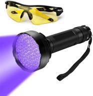 🔦 wjzxtek black light with uv glasses: super bright 100 led best #1 powerful uv light flashlight 395nm - for home & hotel inspection, pet urine & stain detection logo