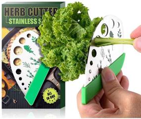 img 4 attached to 🌿 9-Hole Stainless Steel Herb Stripper Graters - Kitchen Gadgets Peeler Tool with 2in1 Curved Edge Kitchen Knife Cutter for Kale, Chard, Collard Greens, Parsley, Basil, Rosemary, Thyme