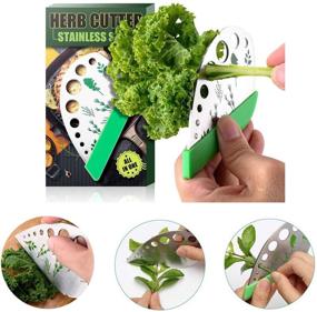 img 3 attached to 🌿 9-Hole Stainless Steel Herb Stripper Graters - Kitchen Gadgets Peeler Tool with 2in1 Curved Edge Kitchen Knife Cutter for Kale, Chard, Collard Greens, Parsley, Basil, Rosemary, Thyme